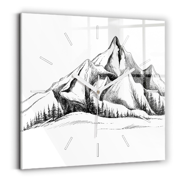 Szögletes fali üvegóra 30x30 Rajzolt hegyek