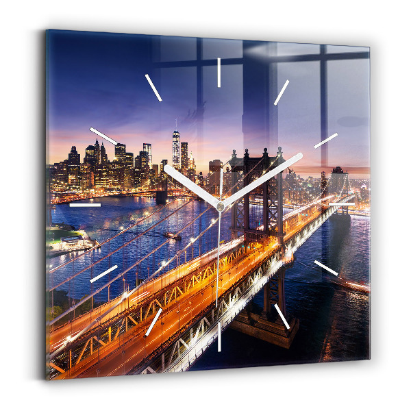 Négyzetes üvegóra 30x30 New York és a naplemente