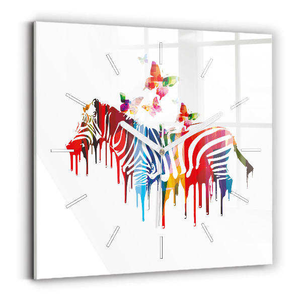 Szögletes fali üvegóra 30x30 Színes zebra