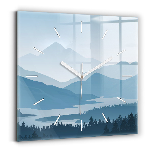 Szögletes fali üvegóra 30x30 Hegyi táj