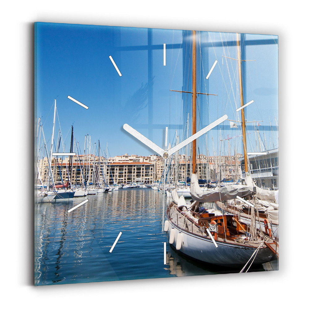 Négyzetes üvegóra 30x30 Marina Marseille Franciaországban
