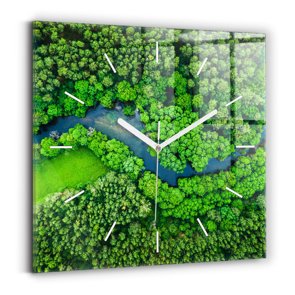 Négyzet alakú üvegóra 30x30 Folyó az erdőben