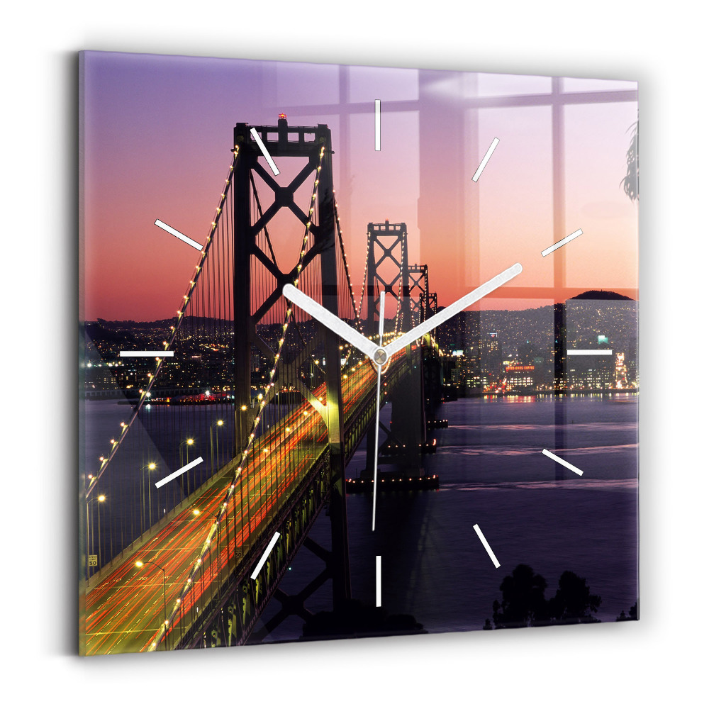 Négyzet alakú üvegóra 30x30 USA naplemente