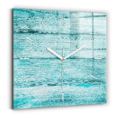 Négyzet alakú üvegóra 30x30 Kék régi fa