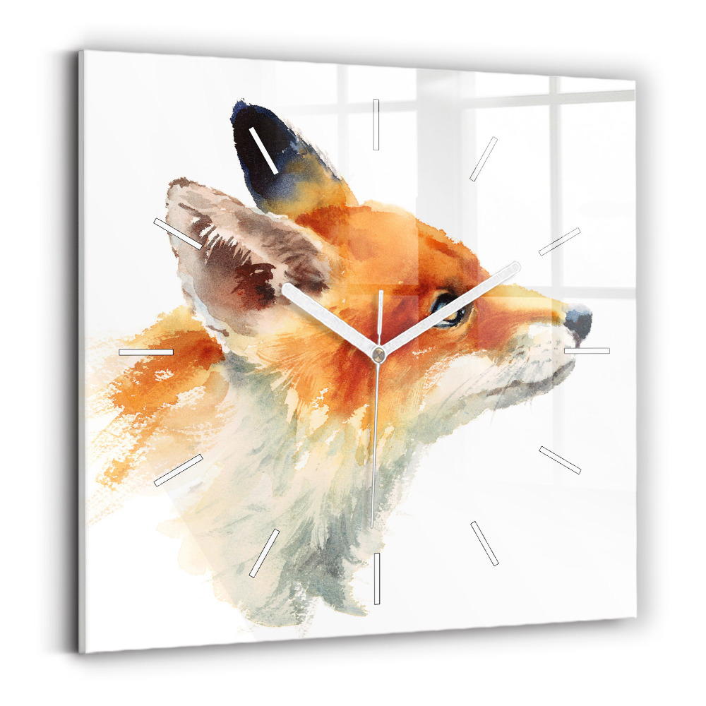 Szögletes üvegóra 30x30 Akvarell fiatal róka