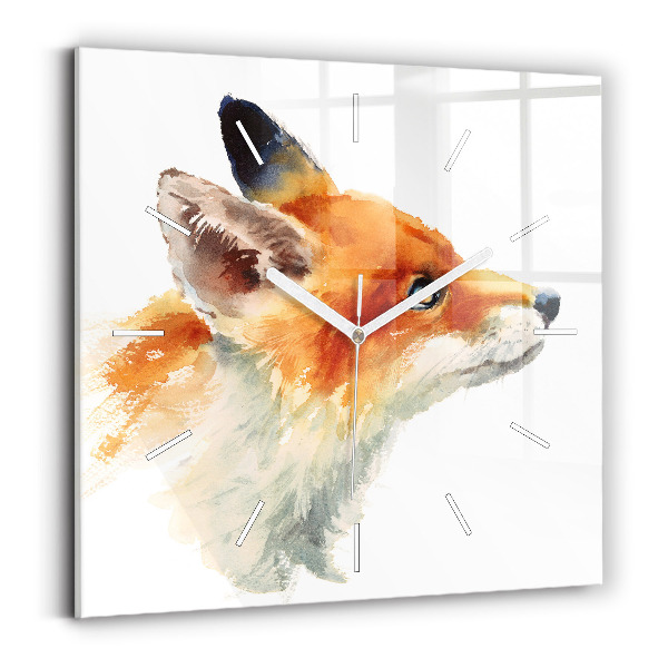 Szögletes üvegóra 30x30 Akvarell fiatal róka