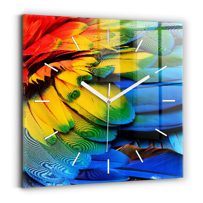 Szögletes üvegóra 30x30 Színes madárszárnyak