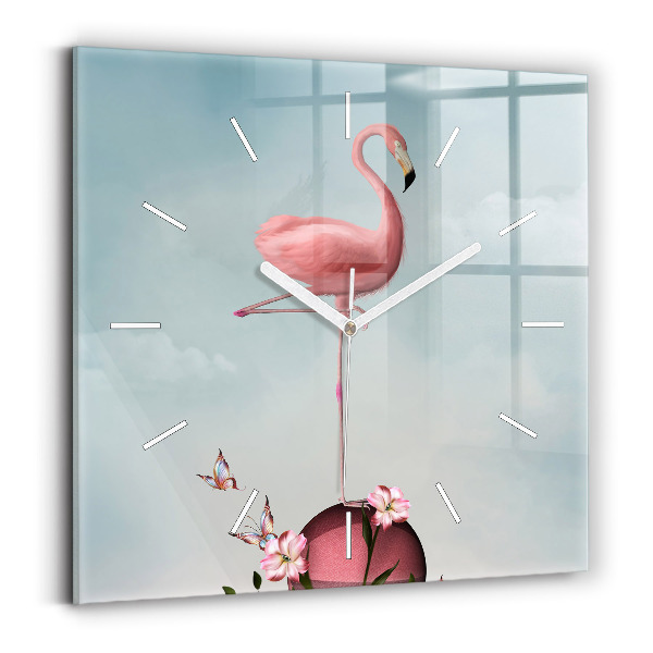 Szögletes üvegóra 30x30 Szürreális flamingó