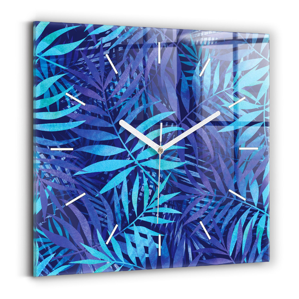 Szögletes fali üvegóra 30x30 Kék levelek