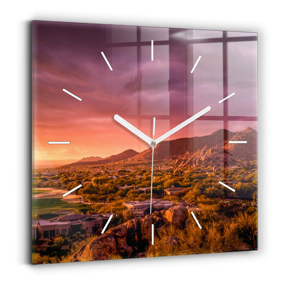 Szögletes üvegóra 30x30 North Scottsdale naplemente