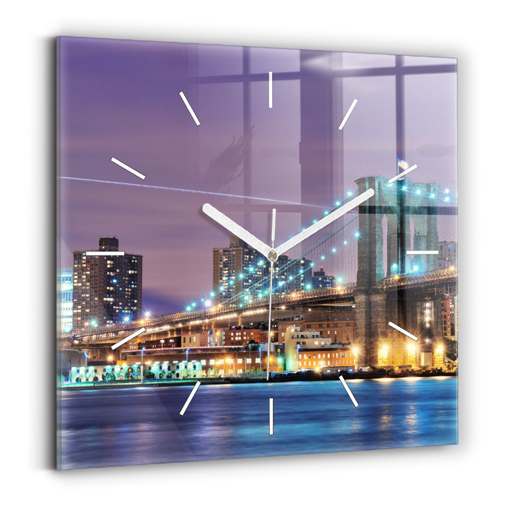 Négyzetes üvegóra 30x30 Brooklyn Bridge és East River