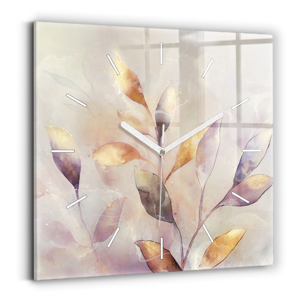 Szögletes fali üvegóra 30x30 Absztrakt boho levelek