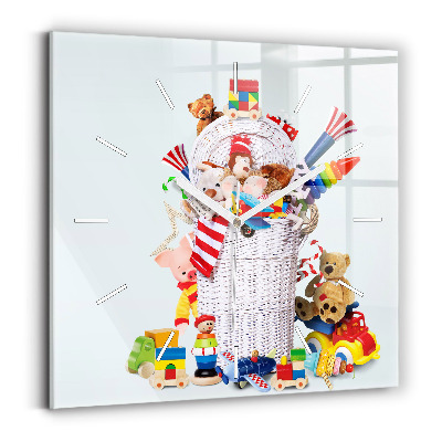 Szögletes üvegóra 30x30 Fonott kosár játékokkal