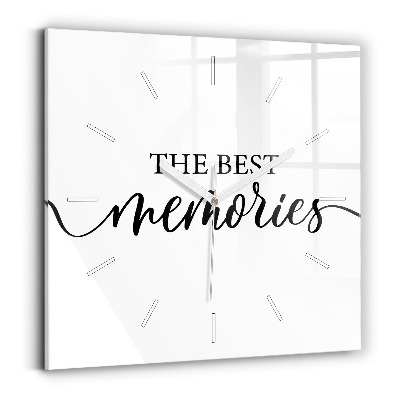 Négyzet alakú üvegóra 30x30 Emlékek felirat