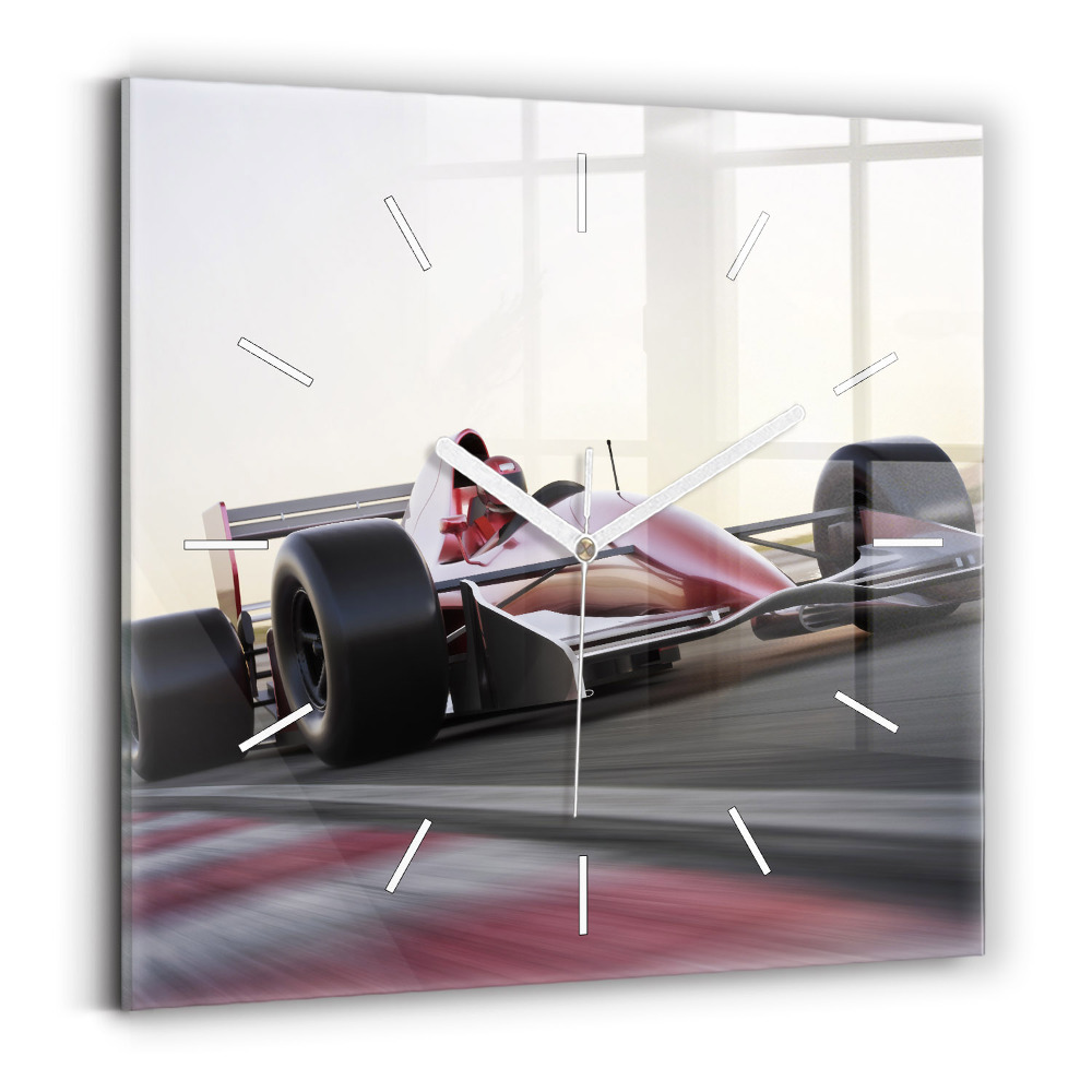 Szögletes üvegóra 30x30 Sport versenyautó