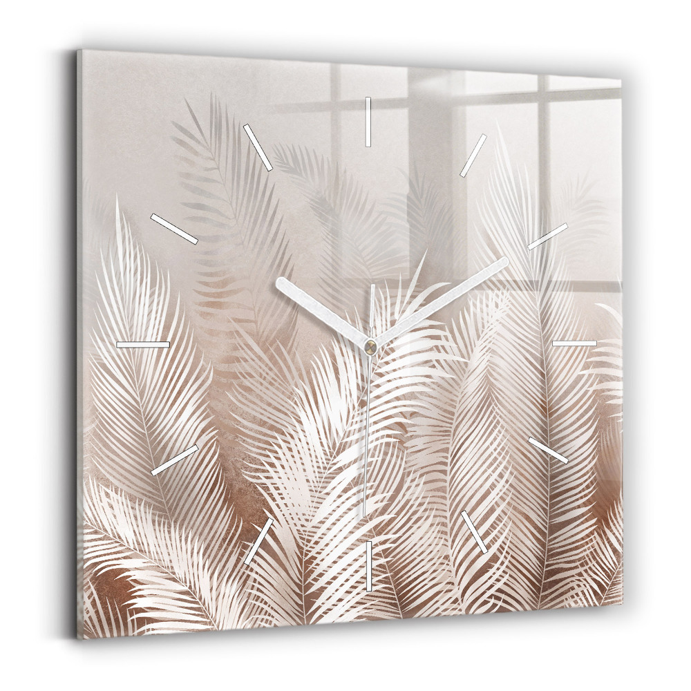 Négyzet alakú üvegóra 30x30 Trópusi boho levelek