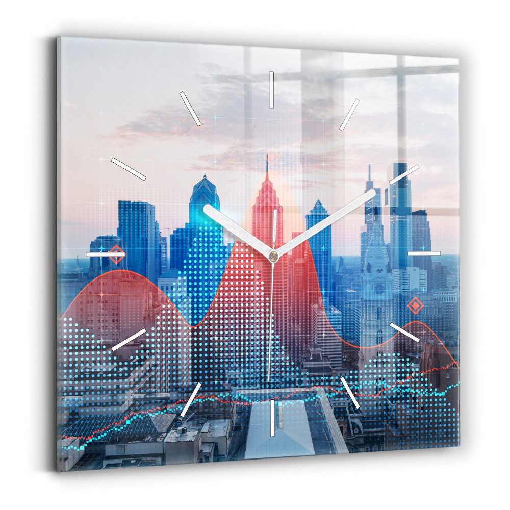 Négyzetes üvegóra 30x30 Felhőkarcolók Philadelphiában