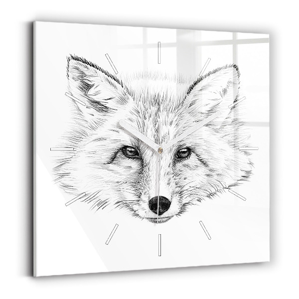 Szögletes fali üvegóra 30x30 Grafikus rókafej