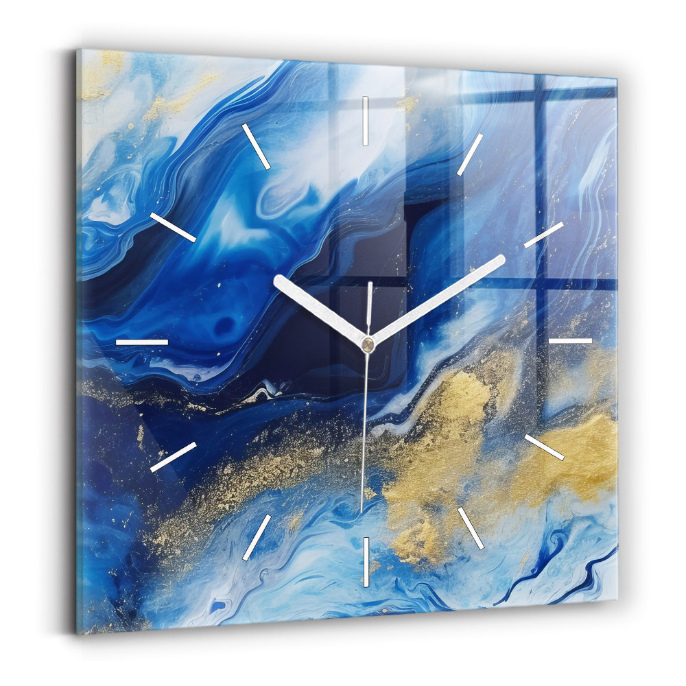 Négyzet alakú üvegóra 30x30 Kék márvány