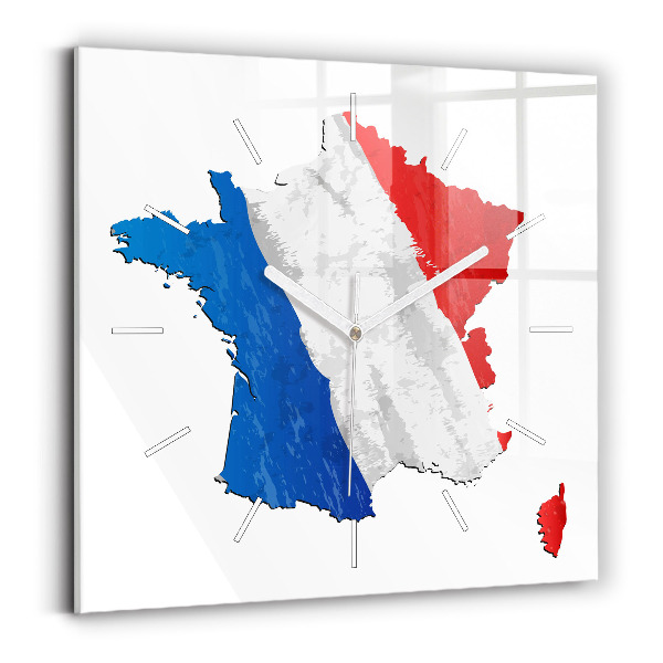 Szögletes üvegóra 30x30 francia zászló