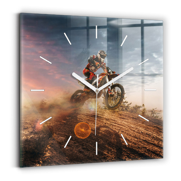 Négyzetes üvegóra 30x30 Ember egy motorkerékpáron