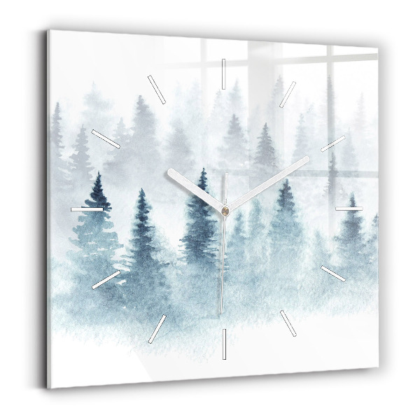 Négyzetes üvegóra 30x30 Téli erdő