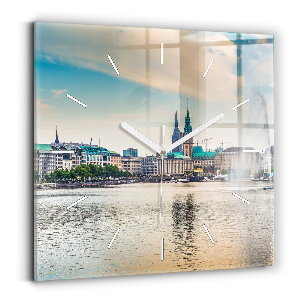 Szögletes fali üvegóra 30x30 Binnenalster Hamburgban