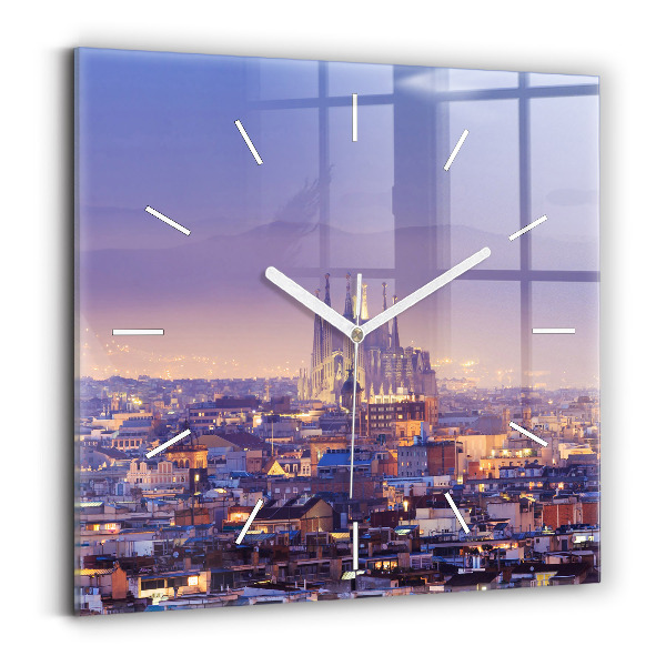 Szögletes üvegóra 30x30 Kilátás Barcelona
