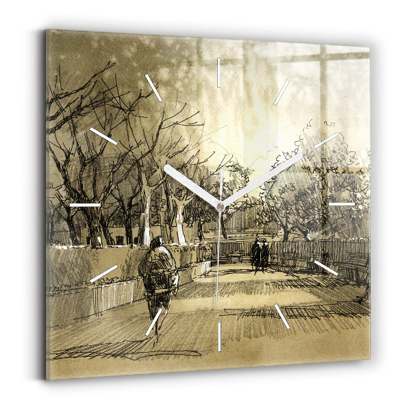 Szögletes fali üvegóra 30x30 Park és a szépia fák