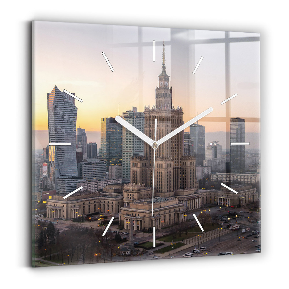 Négyzetes üvegóra 30x30 Varsói panoráma