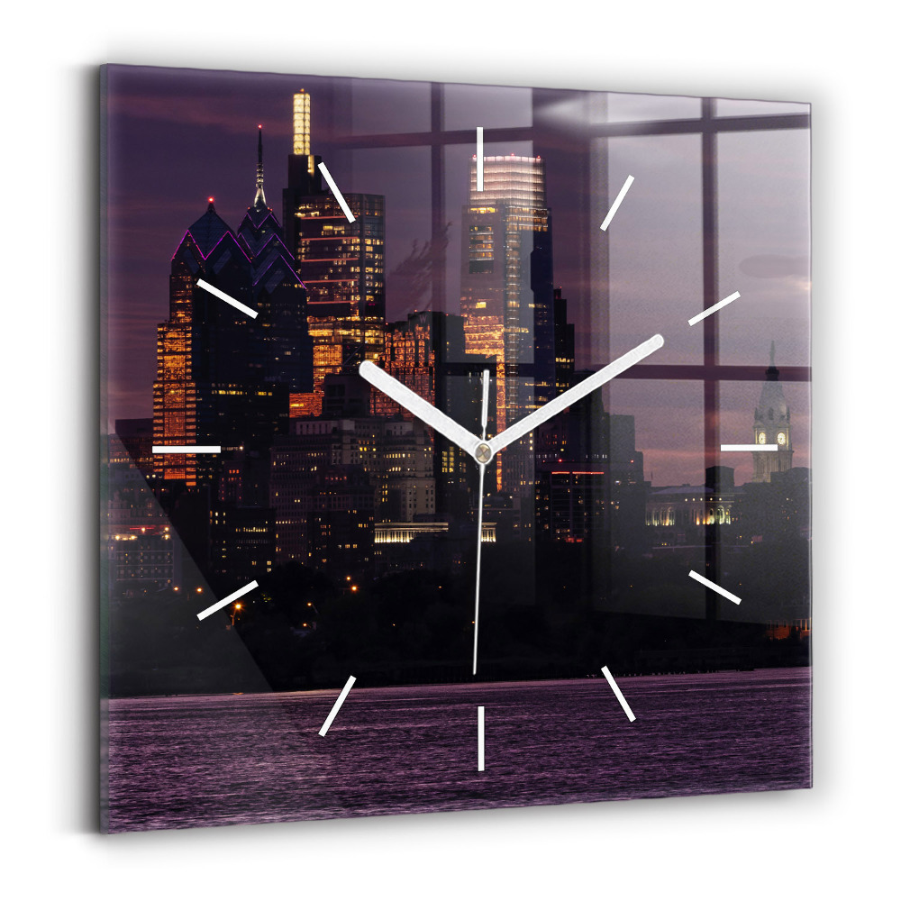 Szögletes fali üvegóra 30x30 Philadelphia város látképe