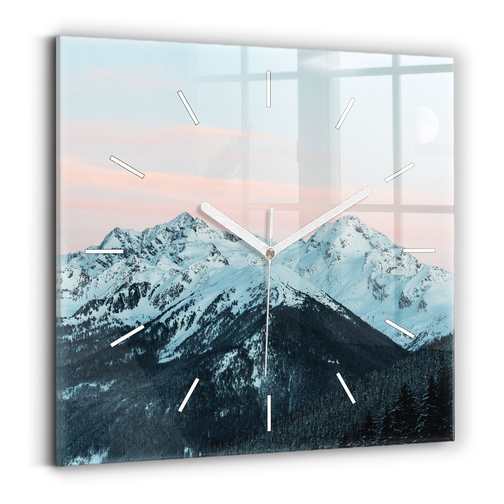 Szögletes fali üvegóra 30x30 Hegyvidék télen