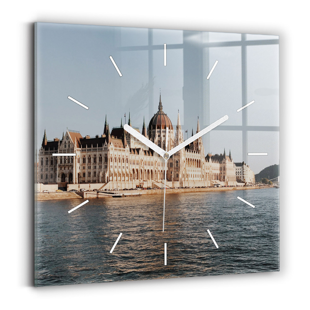 Szögletes üvegóra 30x30 Országgyűlés Budapesten