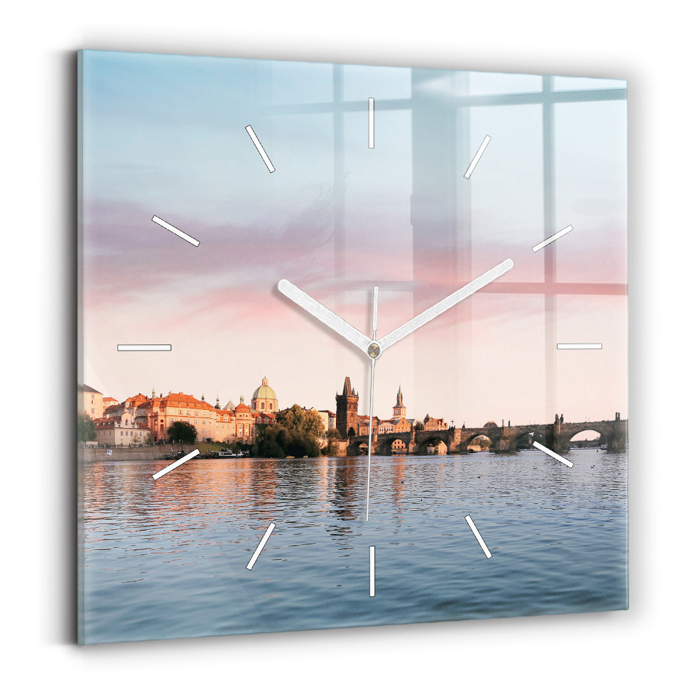 Négyzetes üvegóra 30x30 Károly híd Prágában