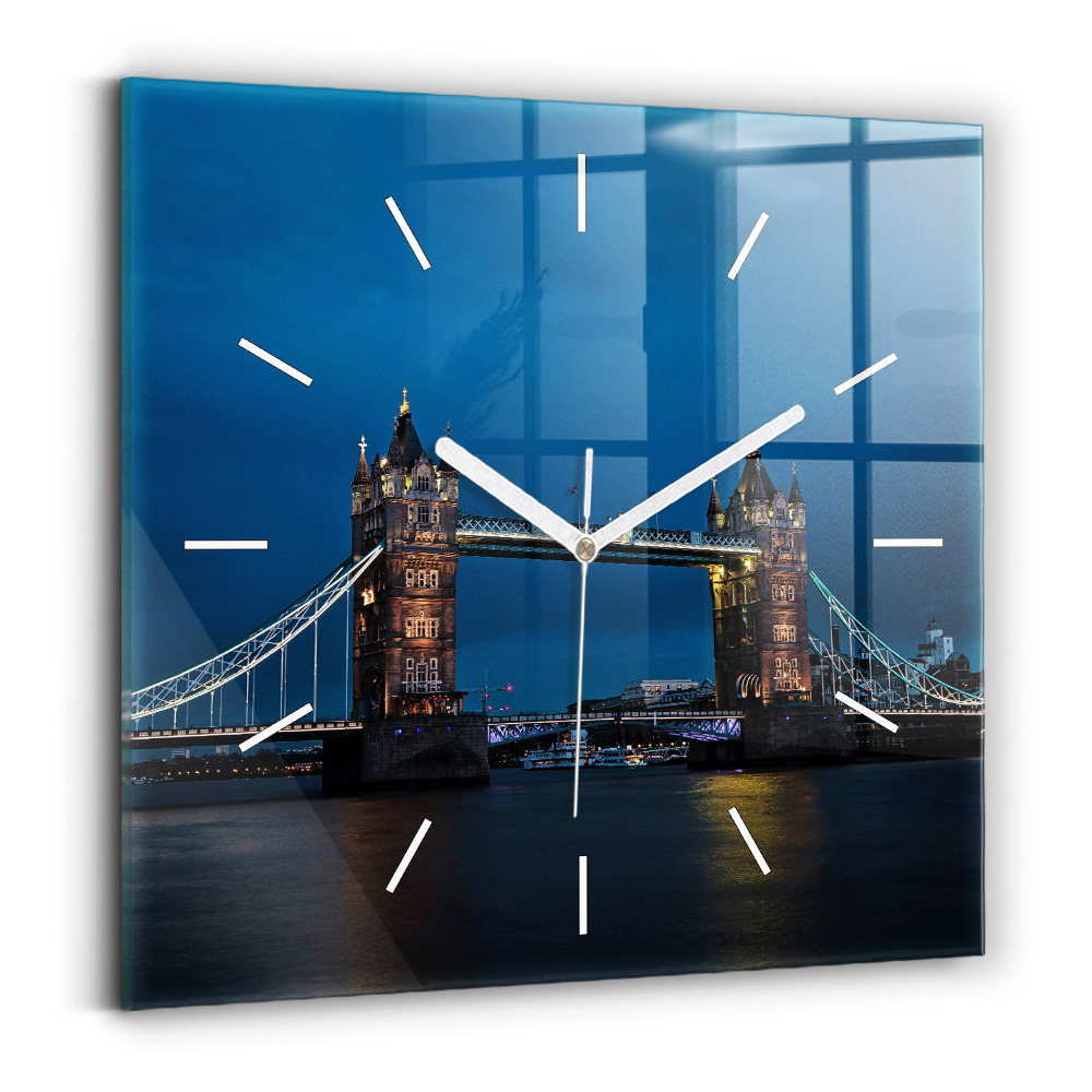 Négyzetes üvegóra 30x30 Tower Bridge London éjjel