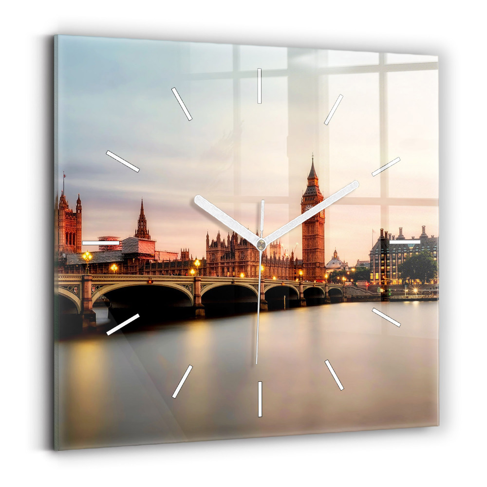 Négyzet alakú üvegóra 30x30 Big Ben London látképe