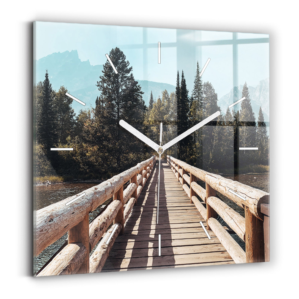 Szögletes üvegóra 30x30 Hegyek Yellowstone-ban
