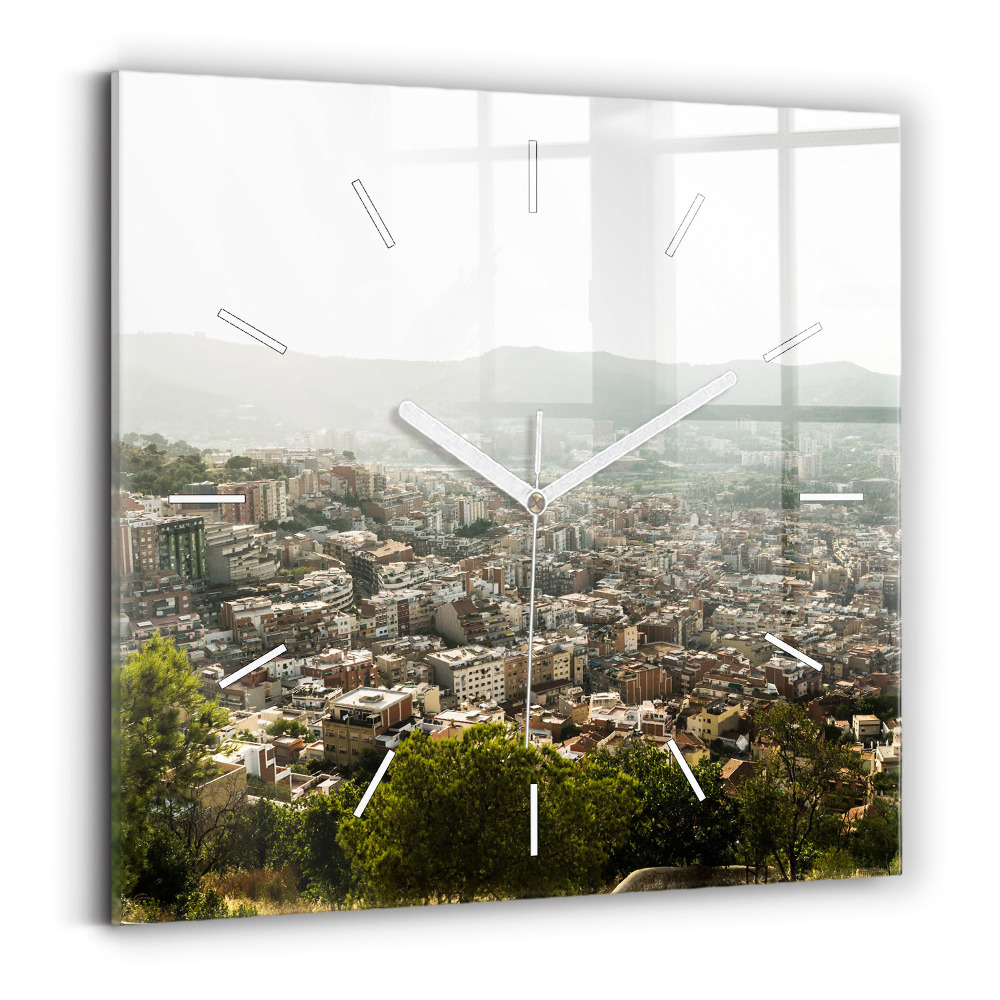 Négyzet alakú üvegóra 30x30 Barcelona kilátás a Montjuic-ra
