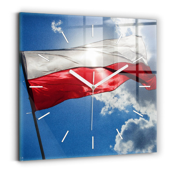 Négyzet alakú üvegóra 30x30 Lengyel zászló az égen