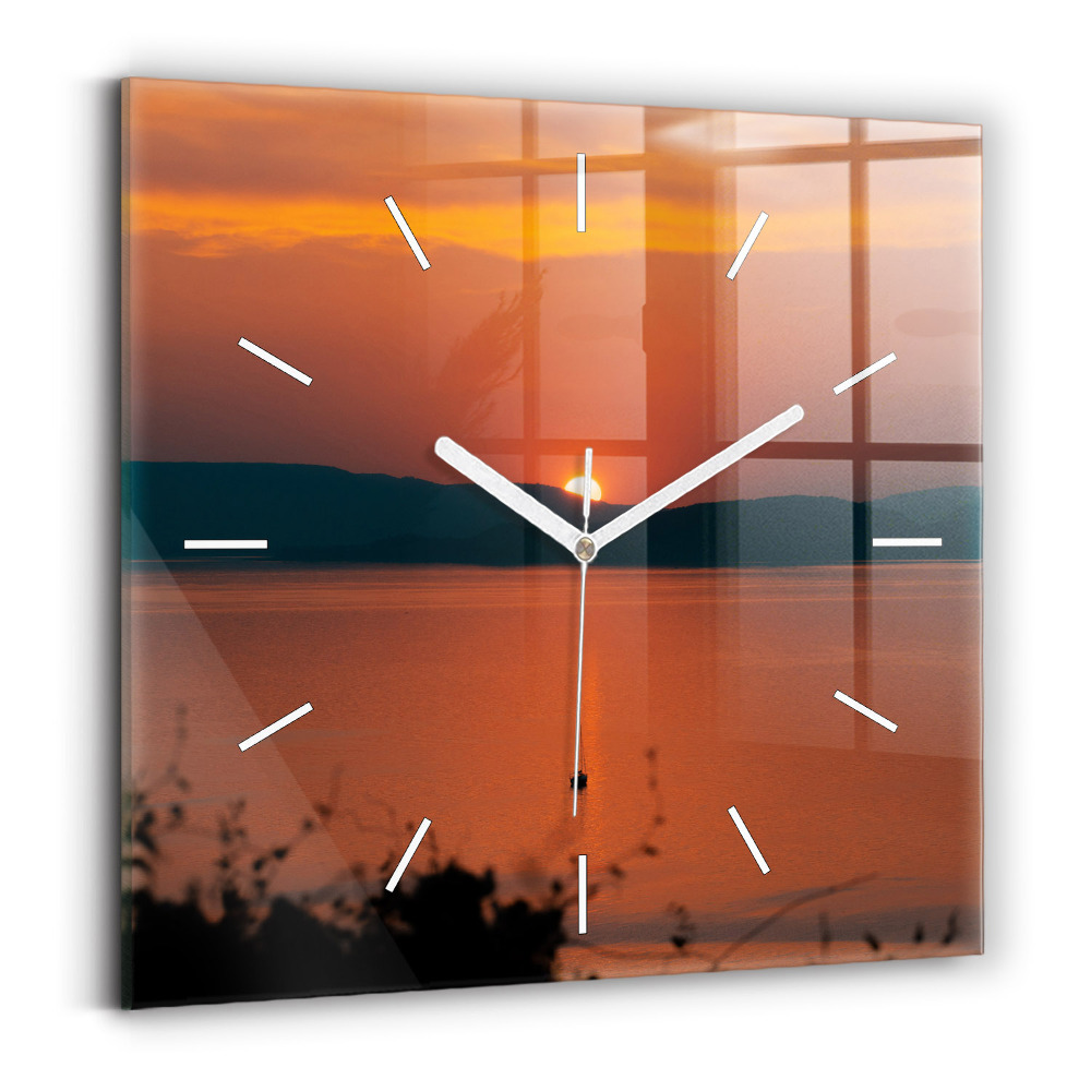 Szögletes üvegóra 30x30 Este a Balaton