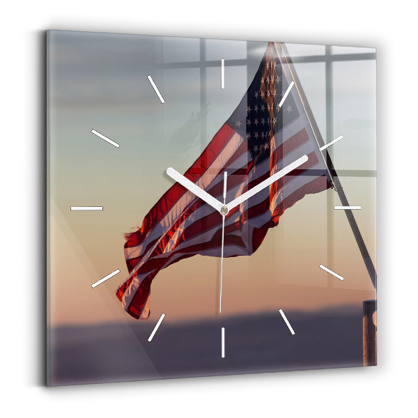 Szögletes fali üvegóra 30x30 USA zászló lobogó