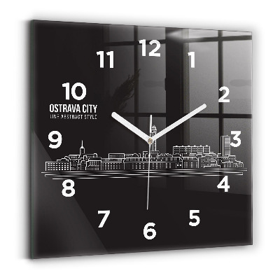 Szögletes fali üvegóra 30x30 Ostrava város rajza