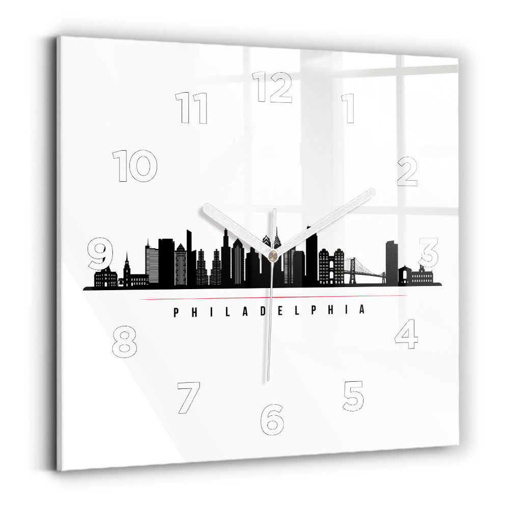 Szögletes fali üvegóra 30x30 Philadelphia illusztráció