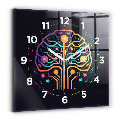 Négyzetes üvegóra 30x30 Színes absztrakció