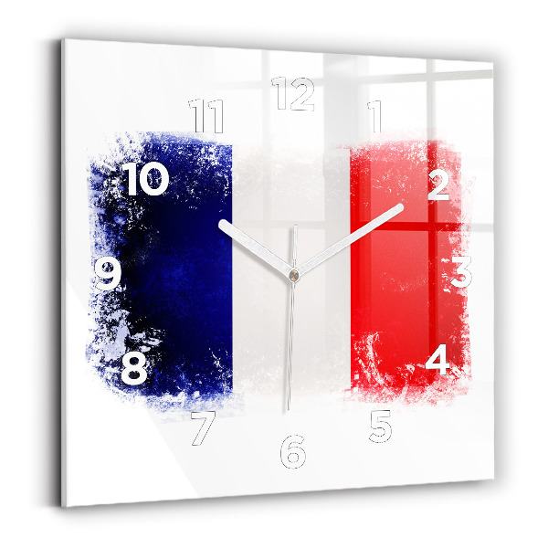 Négyzetes üvegóra 30x30 francia zászló