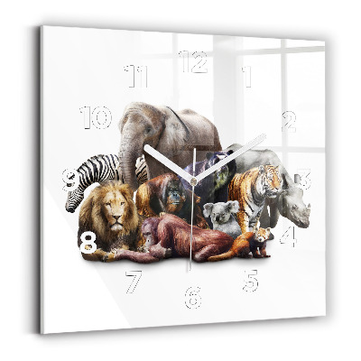 Szögletes üvegóra 30x30 Vadállatok
