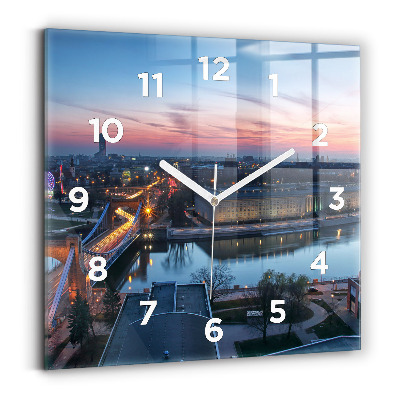 Szögletes üvegóra 30x30 Wrocław egy drónról