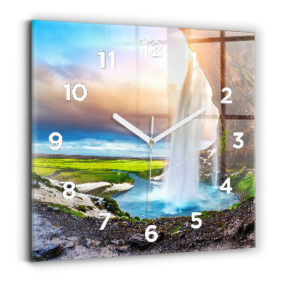 Négyzetes üvegóra 30x30 Vízesés Izlandon