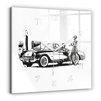 Szögletes fali üvegóra 30x30 Retro Illusztráció