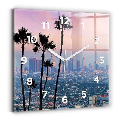 Szögletes fali üvegóra 30x30 Los Angeles-i naplemente